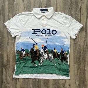 Ralph Lauren Polo Stampede Polo Player Equestrian Horseman Stadium Shirt Size L